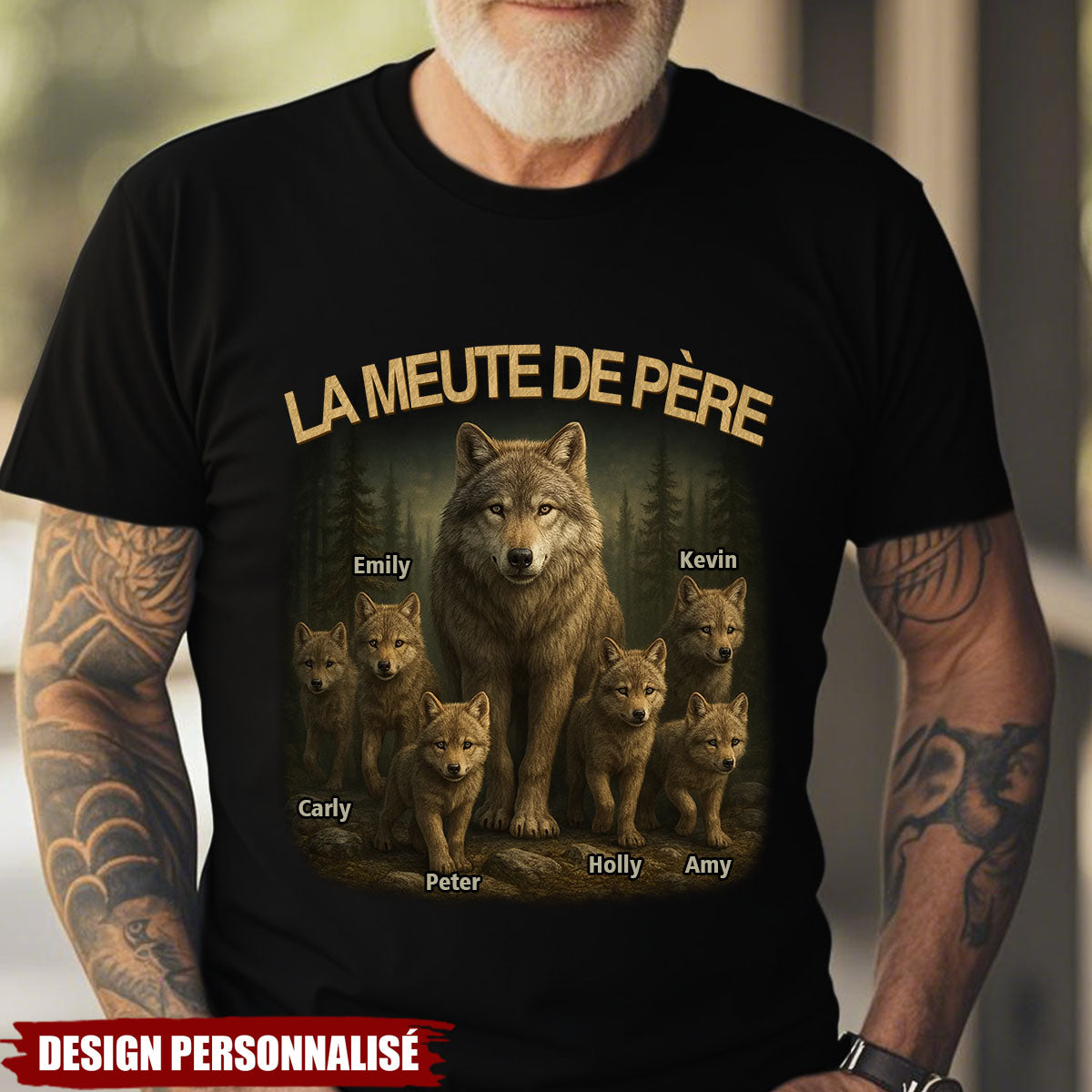 La Meute de Papa – T-shirt personnalisé avec prénom des enfants