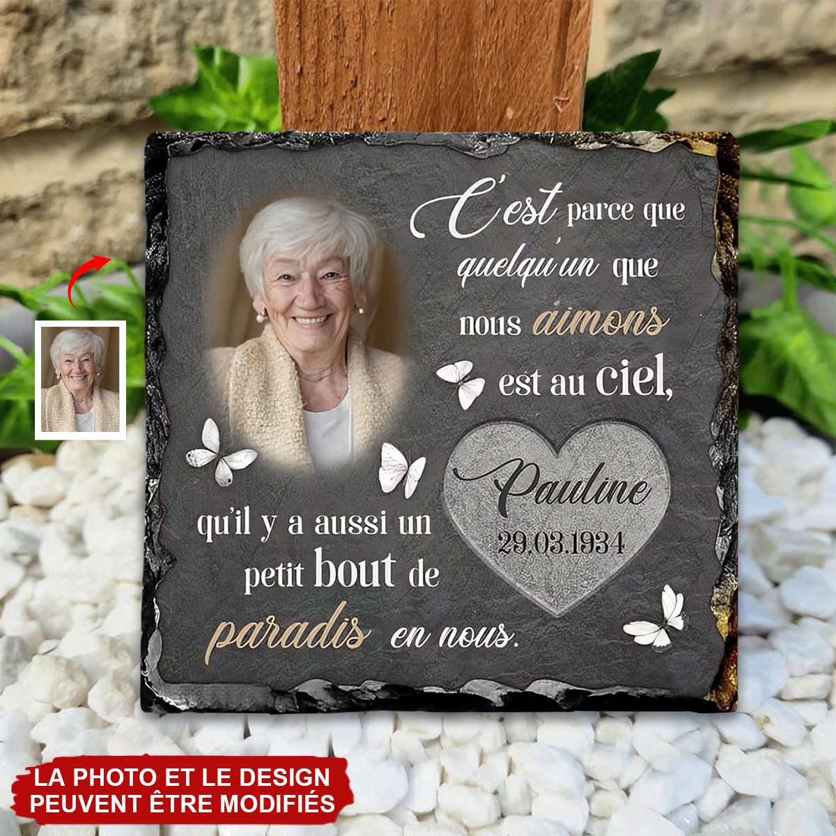 Pierre Tombale Mémorial Personnalisée - Un Petit Bout de Paradis