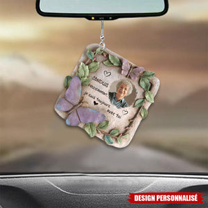 Ornement de Voiture Personnalisé – Papillon Commémoratif avec Photo et Message Touchant