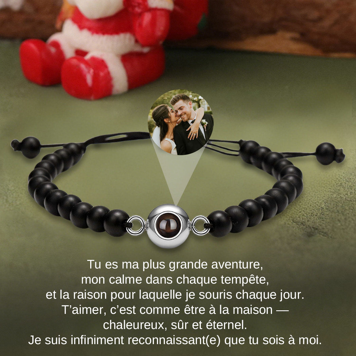 Bracelet Perlé Personnalisé avec Photo en Projection – Cadeau pour couple
