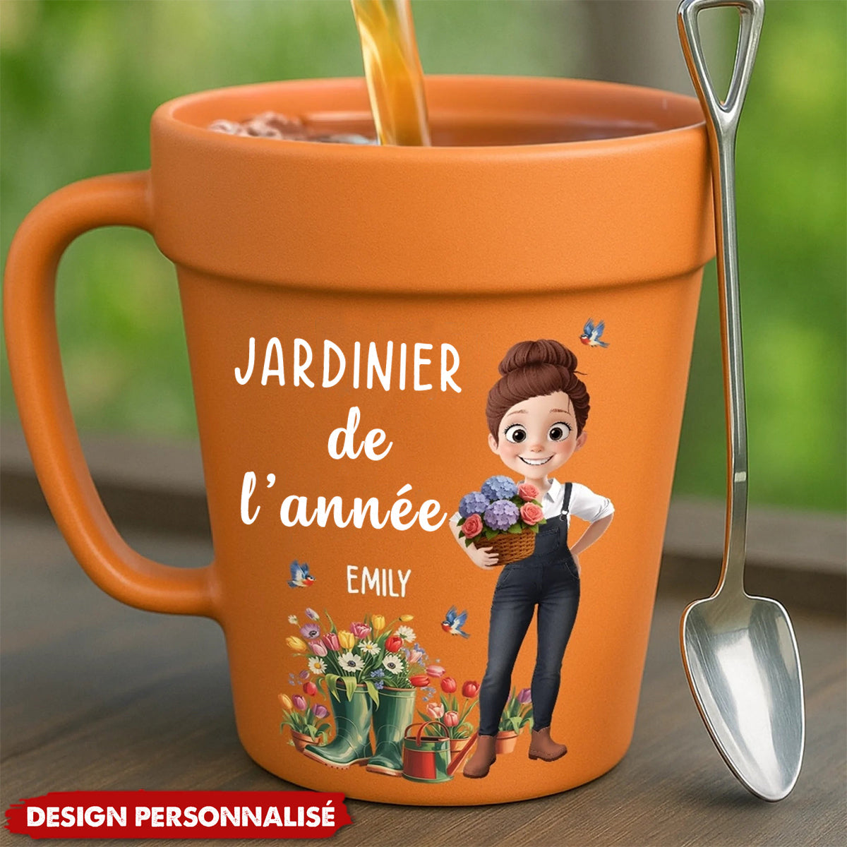 Tasse en Céramique Plante Personnalisée – Cadeau de Jardinage Personnalisé – Ambiance Parent de Plantes – Mug Pot de Fleur