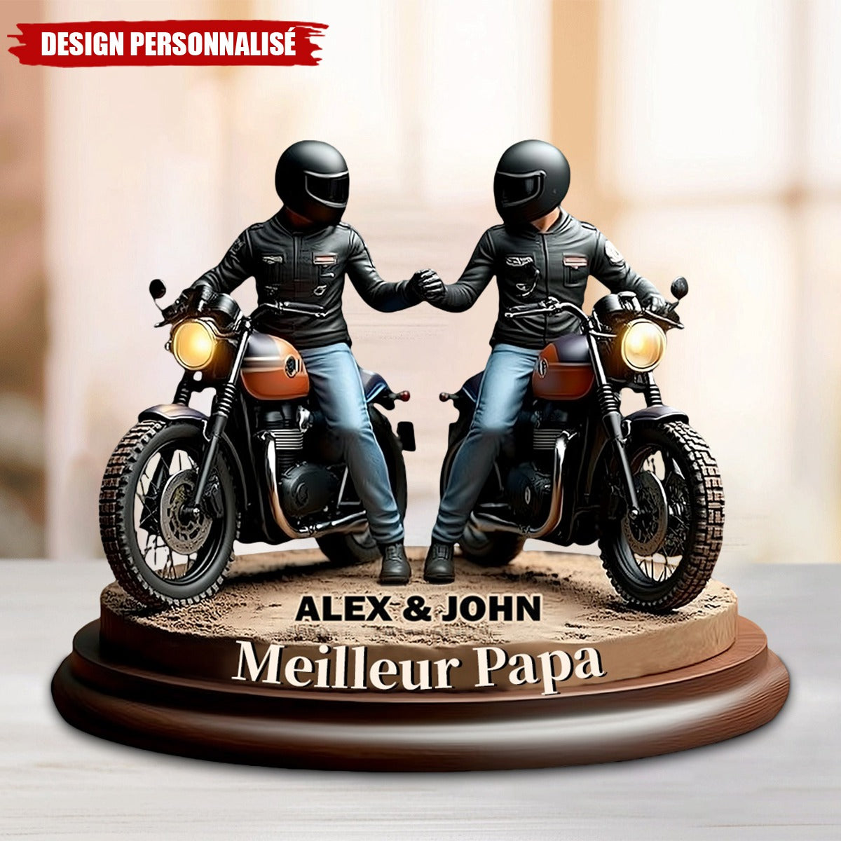 Plaque Personnalisée Motard Père & Fils – Meilleur Papa