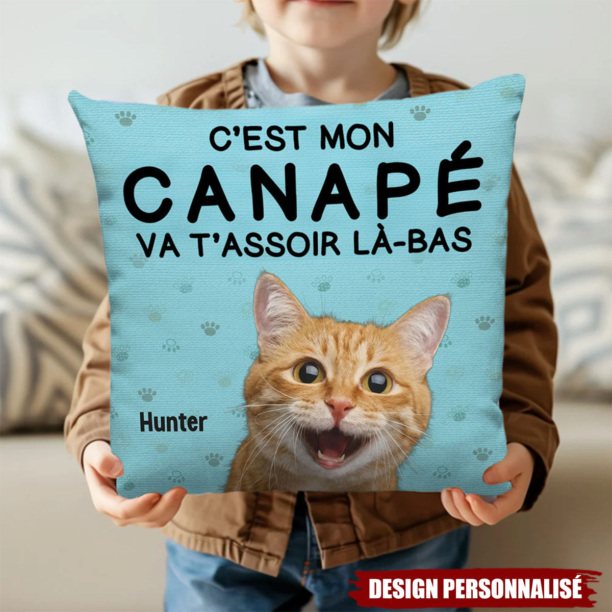 Coussin Personnalisé Chien & Chat - Cadeau pour Propriétaires et Amoureux des Animaux