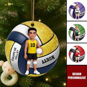 Ornement de Noël Volleyball Personnalisé - Cadeau Unique pour les Fans de Sport