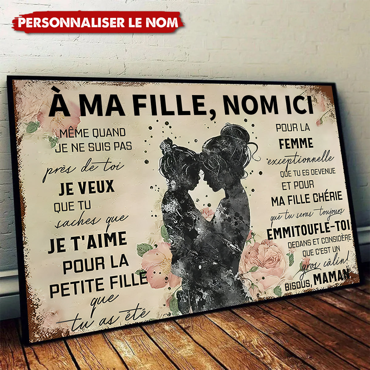 À Ma Fille – Cadeau Émotionnel Personnalisé de Maman, Affiche Murale Touchante