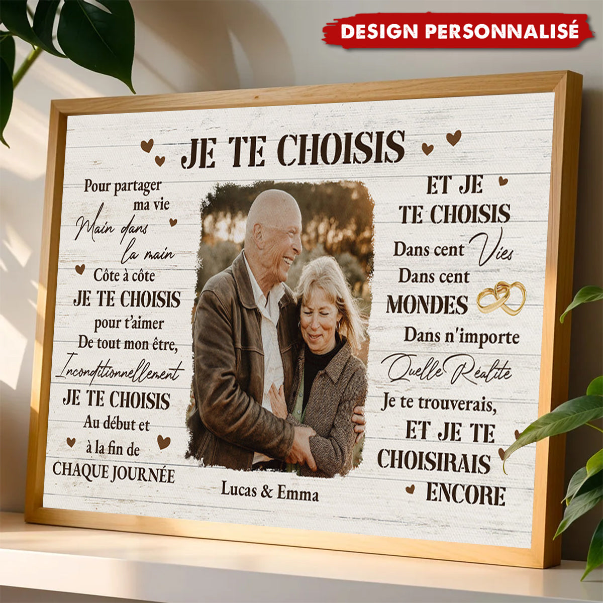 Affiche Personnalisée Couple avec Photo – Je Te Choisis