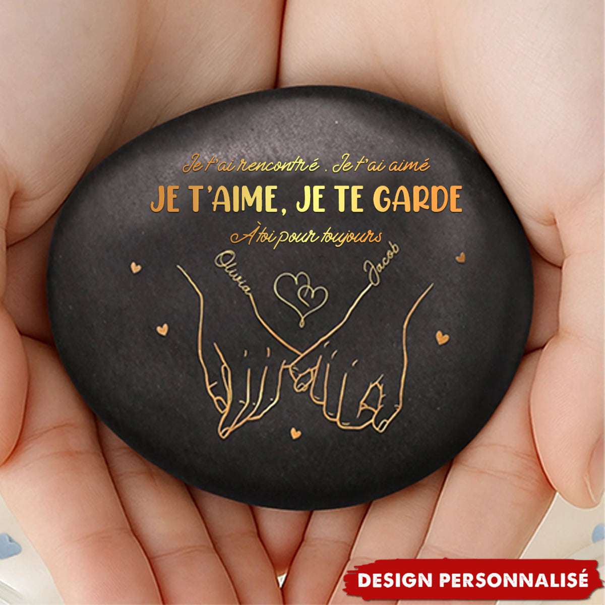 Galet Personnalisé Imprimé – Cadeau Romantique Gravé pour Couple