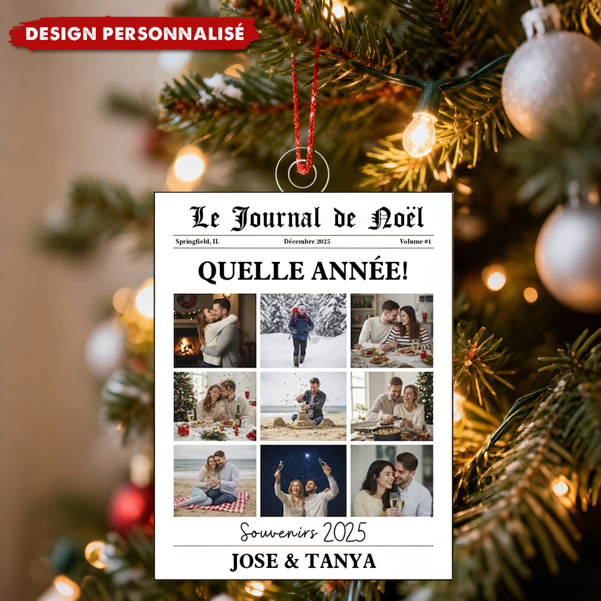 Ornement Journal de Noël Personnalisé – Votre Année en Images