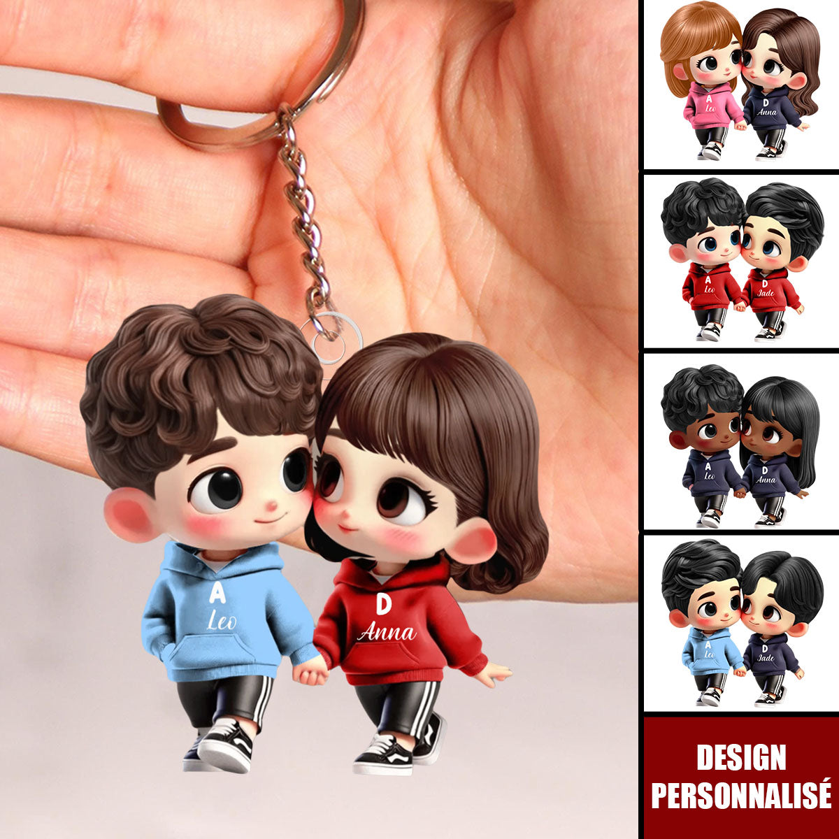 Porte-clés Couple Personnalisé – Mignon et Unique, Cadeau Romantique pour Lui & Elle