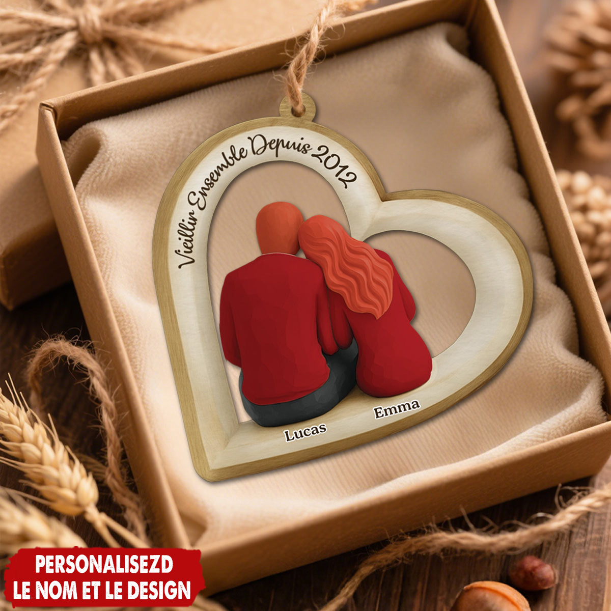 Ornement Couple Personnalisé – Vieillir Ensemble Depuis…
