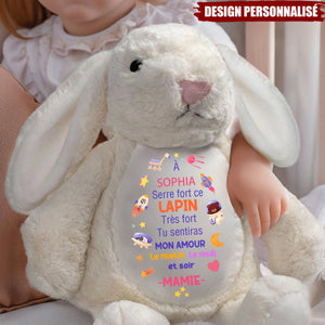 Peluche lapin personnalisée – Message d’amour de Maman/Mamie