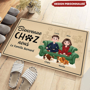 Tapis de Bienvenue Personnalisé – Famille & Animaux, Cadeau Unique pour la Maison