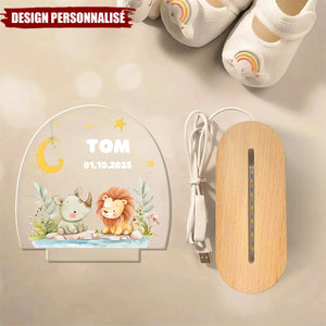 Lampe LED Personnalisée – Animaux de la Savane sous la Lune