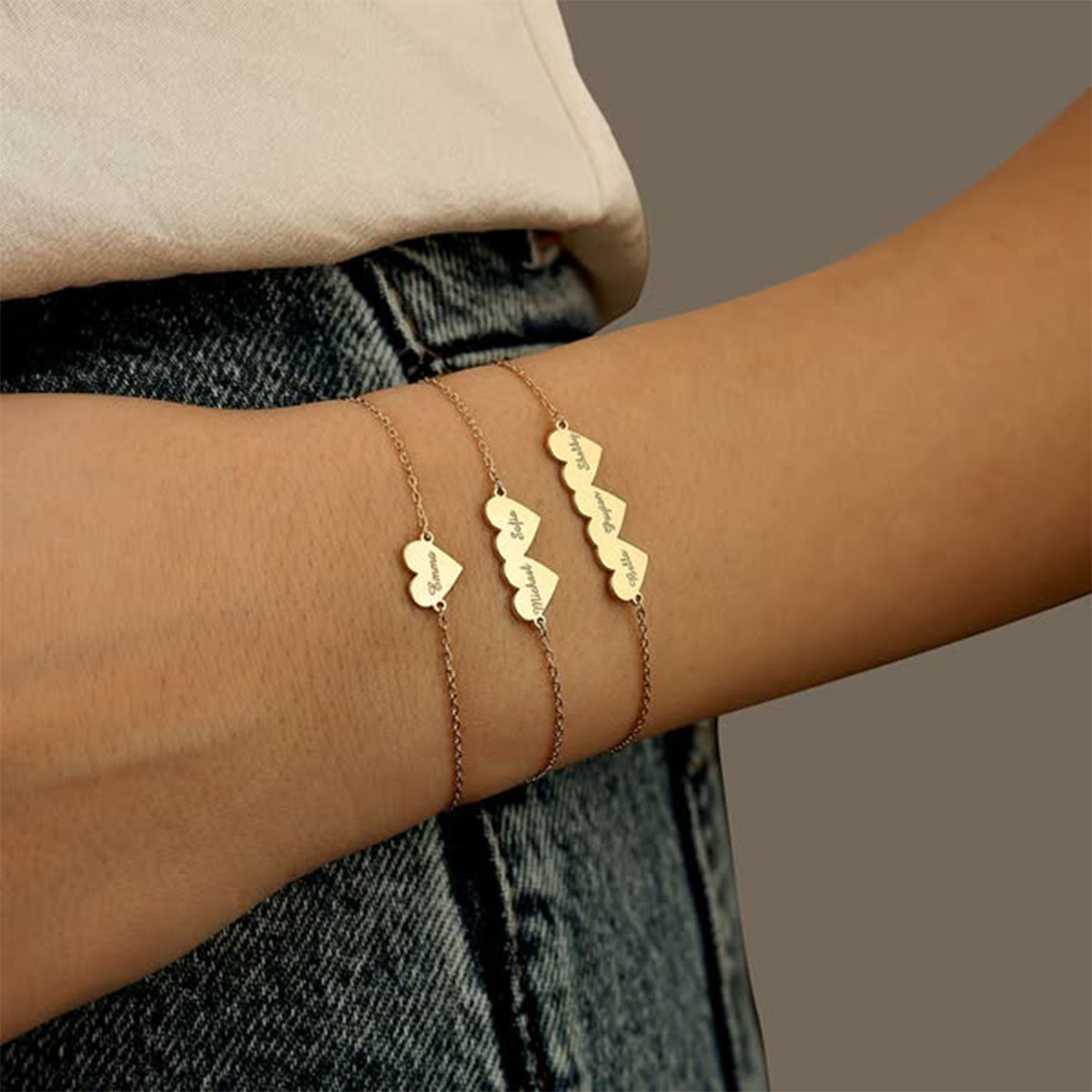 Bracelet Cœur Personnalisé pour la Fête des Mères – Spécialement Personnalisé avec les Noms des Enfants