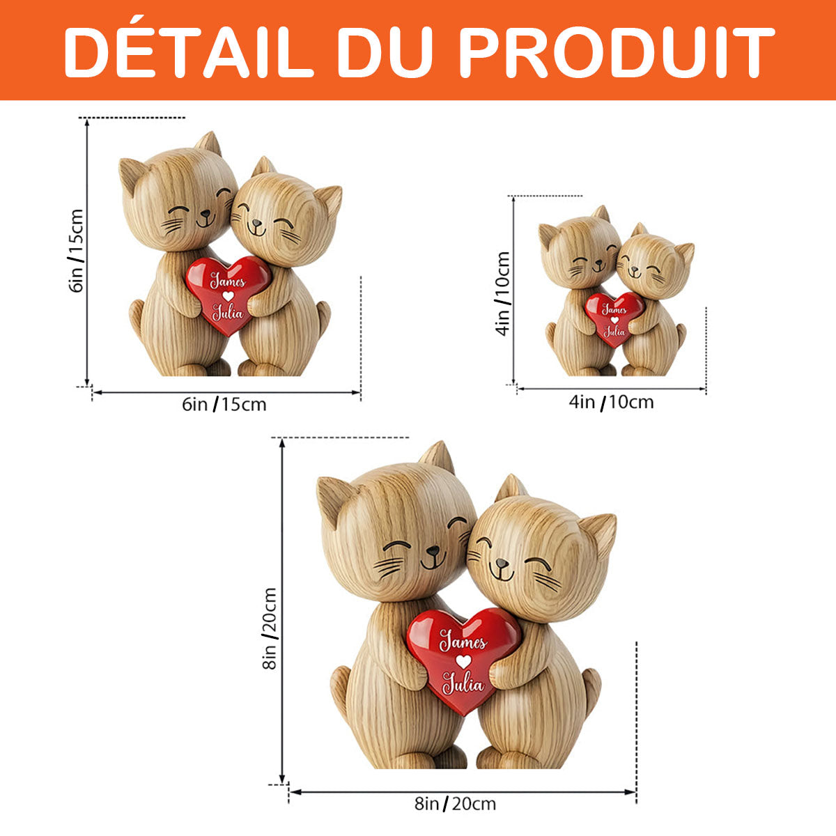 plaque Personnalisée – Chatons Amoureux avec Prénoms