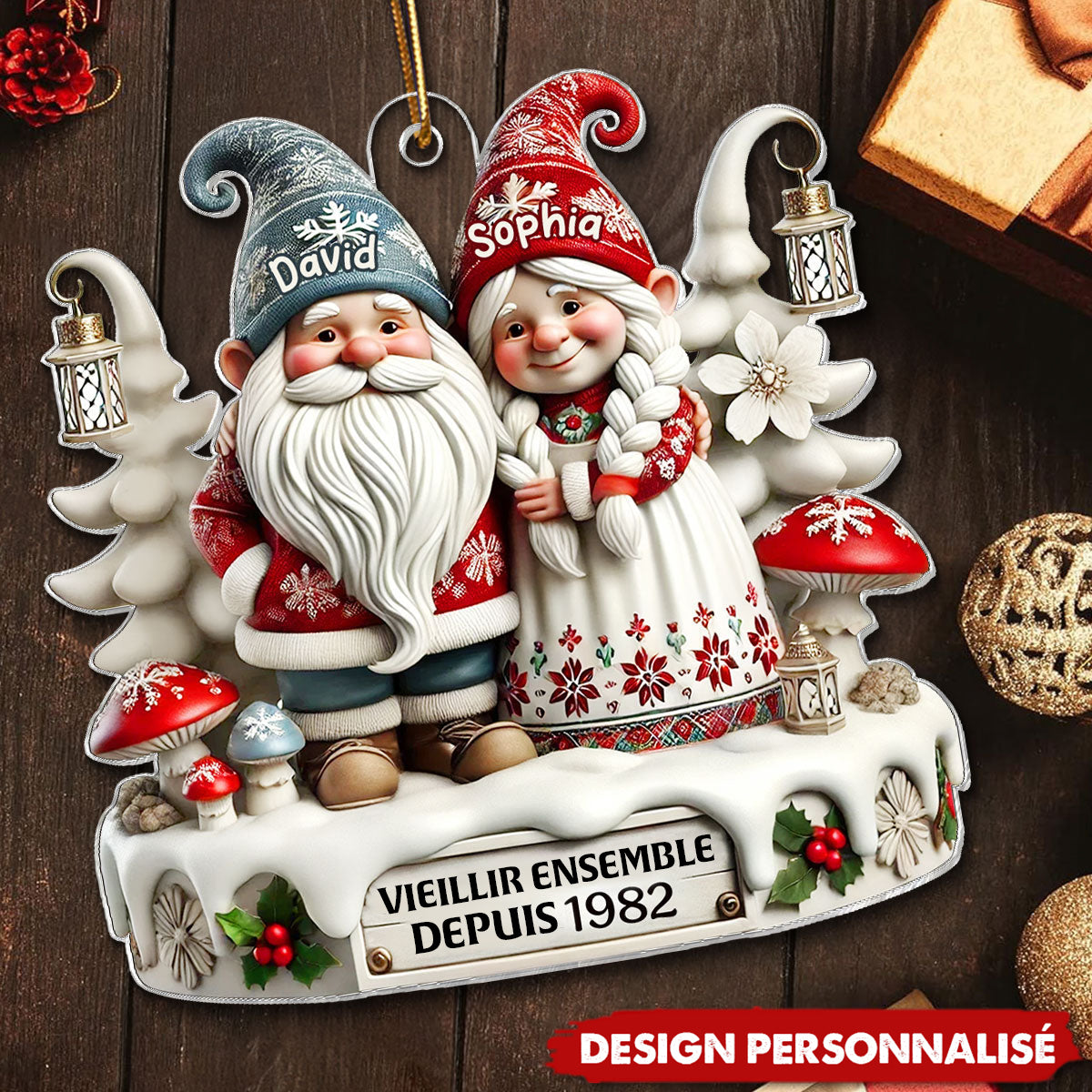 Ornement de Noël personnalisé – Couple vieilli ensemble depuis