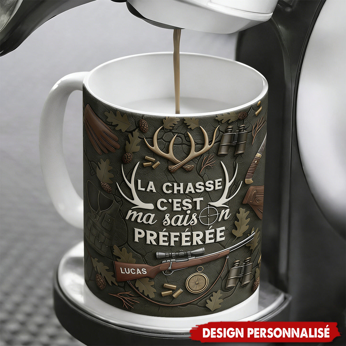 Mug Chasseur Personnalisé – “La Chasse, Ma Saison Préférée”
