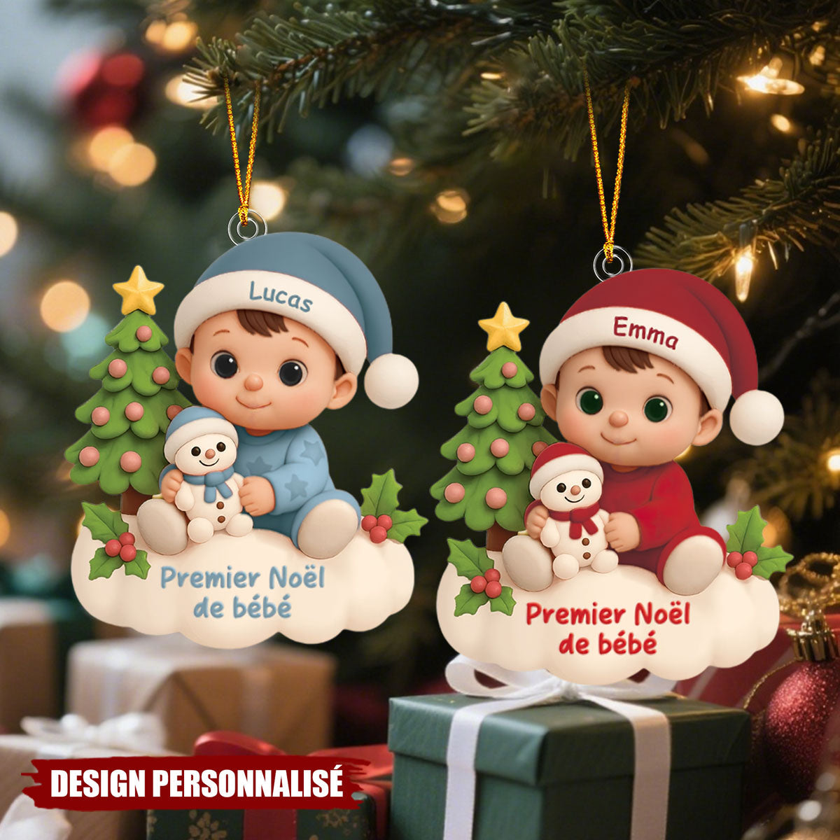 Décoration de Sapin Personnalisée – Le Premier Noël de Mon Bébé