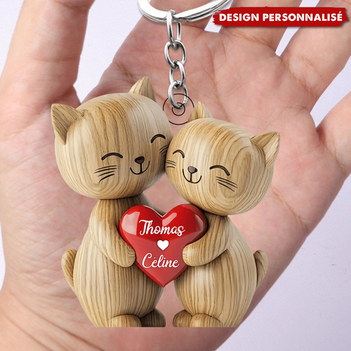 Porte-clés Couple de Chats – Cadeau Mignon et Personnalisé