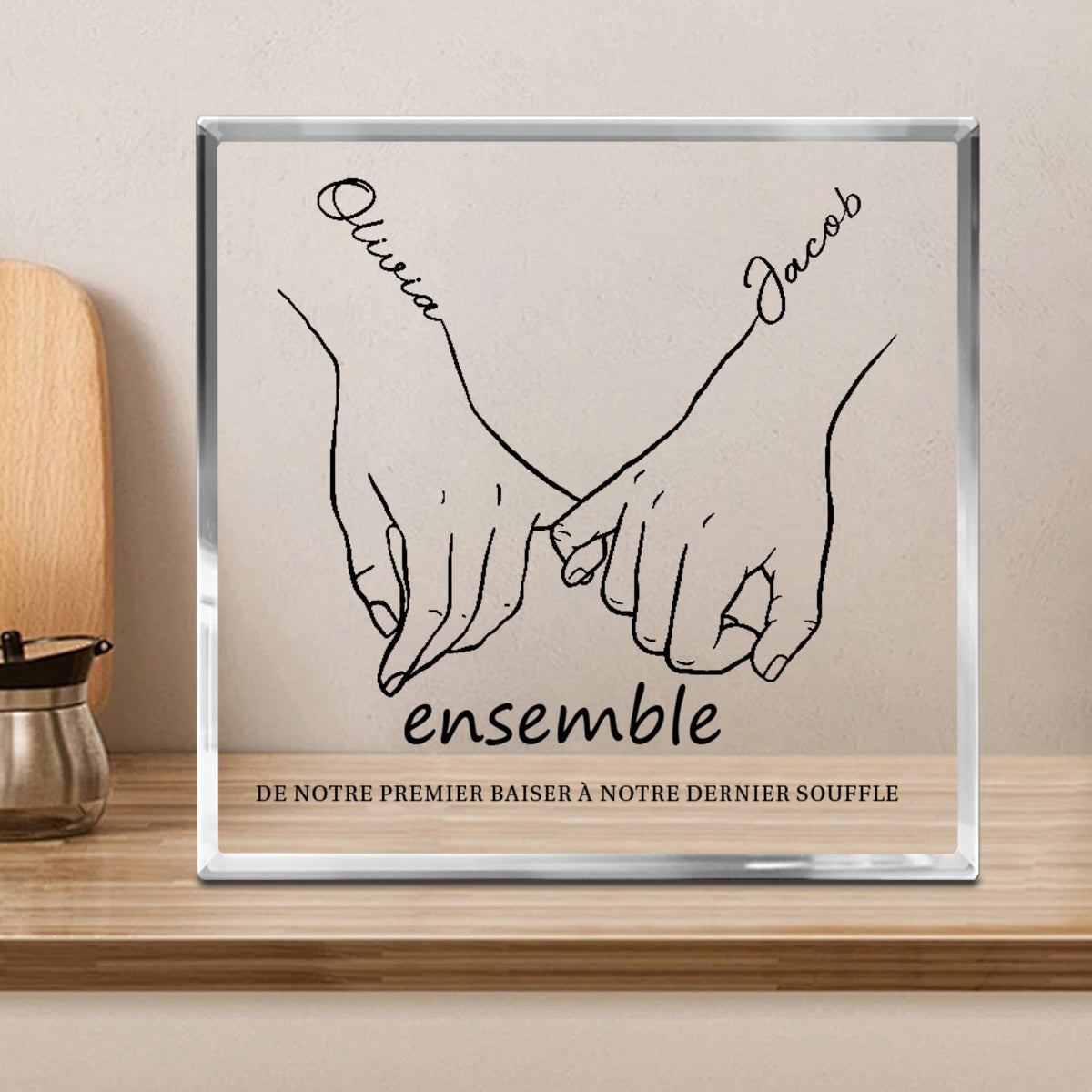 Je t’aime pour toujours et toujours - Couple personnalisé personnalisé carré en forme de Plaque acrylique - cadeau pour mari femme, anniversaire