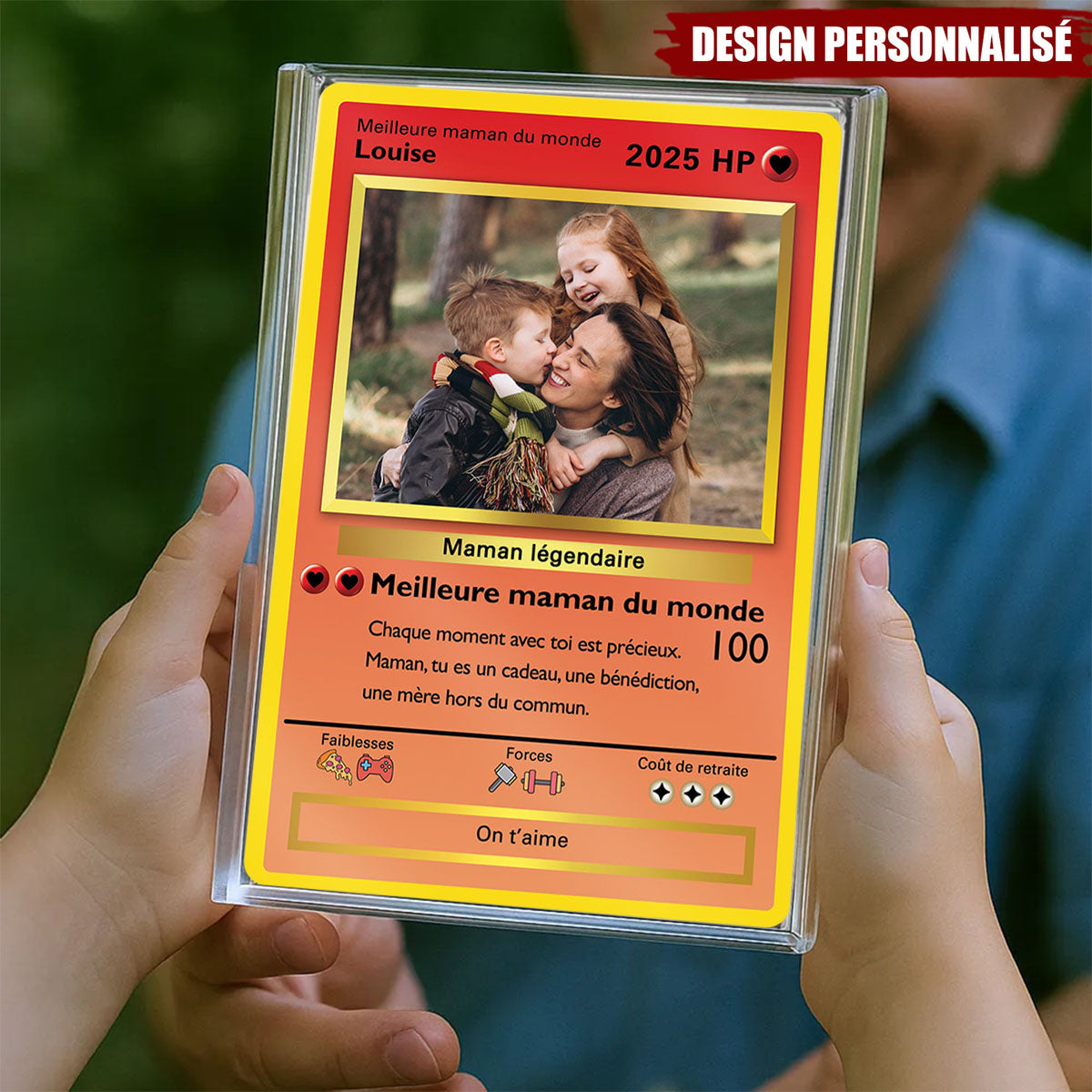 Plaque Acrylique Personnalisée Style Carte de Jeu - Cadeau Unique pour Papa