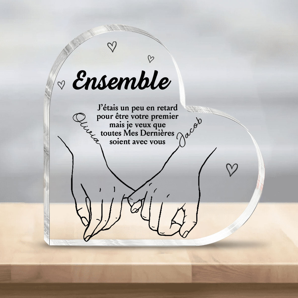 Couple personnalisé personnalisé Plaque acrylique en forme de coeur - cadeau pour mari femme, anniversaire