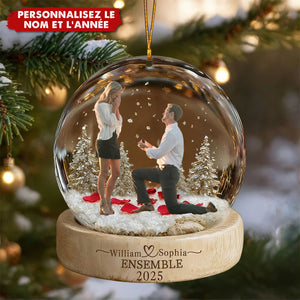 Ornement de Fiançailles Personnalisé avec Photo – Cadeau d’Amour Unique