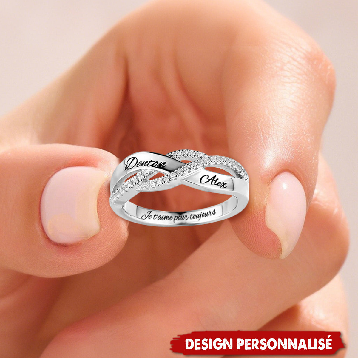 Bague Personnalisée avec Noms – Symbole d’Amour Éternel et Cadeau Romantique
