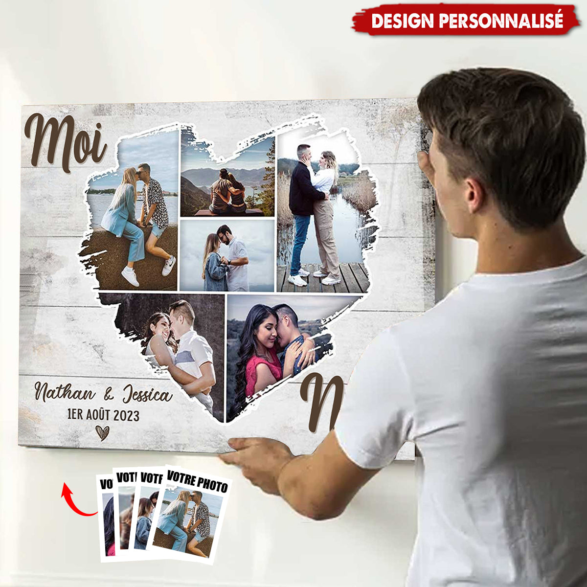 Affiche photo cœur personnalisée - Cadeau souvenir d’amour