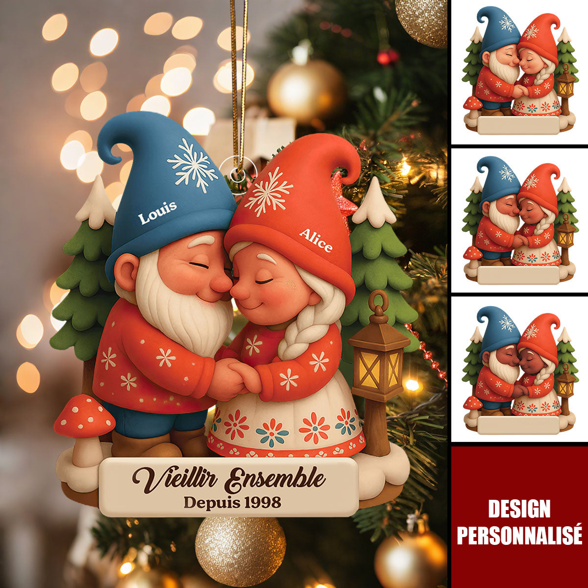 Ornement de Noël Personnalisé - Cadeau Unique pour Amoureux