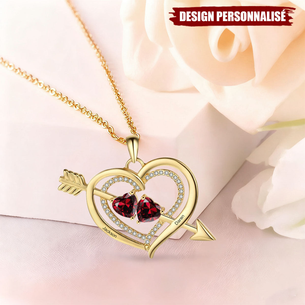 Collier d’Amour avec Pierres de Naissance – Cadeau Unique pour Elle ou Lui