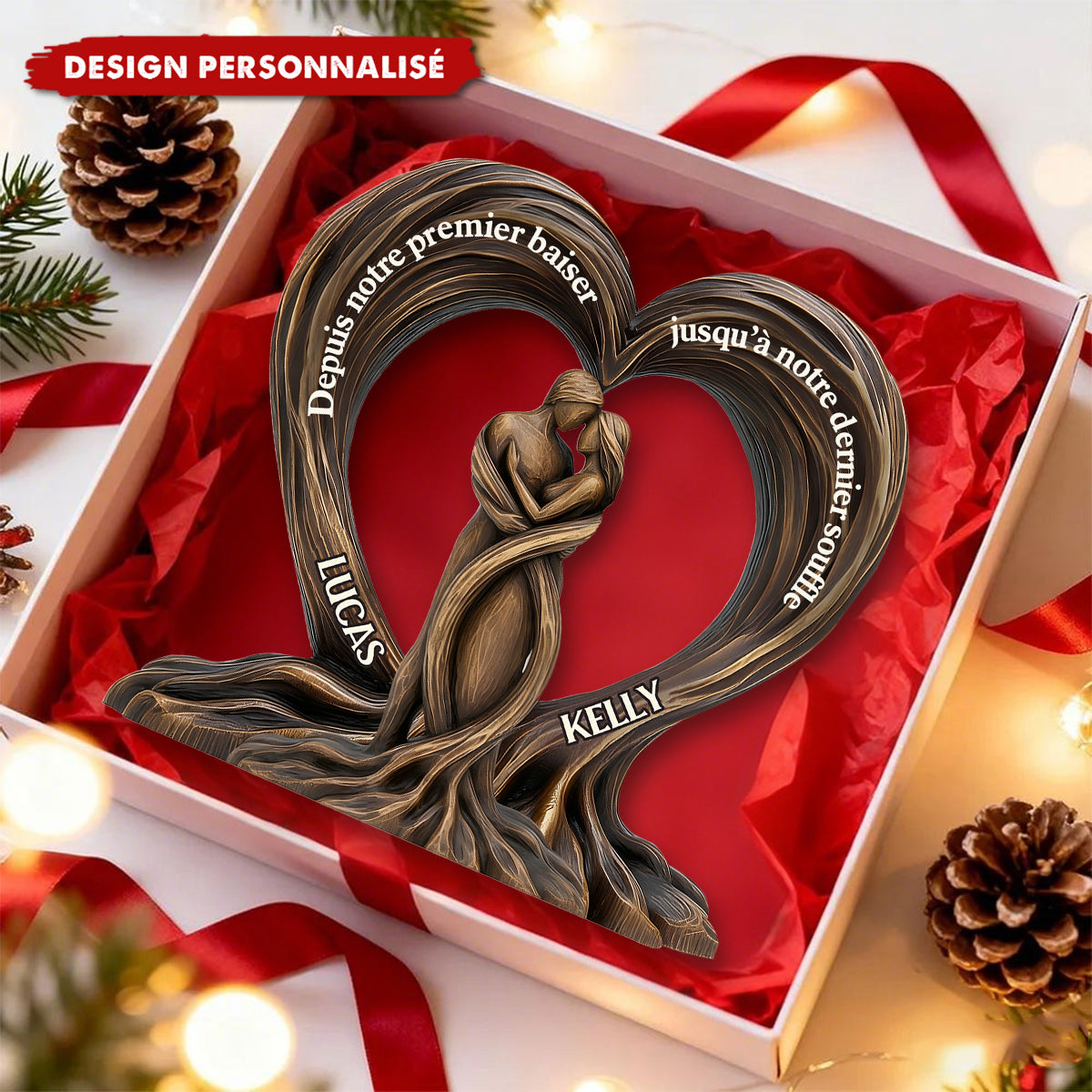 Plaque personnalisée cœur pour couple — Du premier baiser au dernier souffle