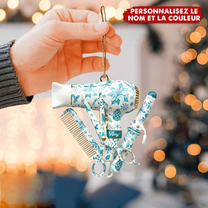 Ornement de Noël pour Coiffeuse – Personnalisez le Nom & la Couleur