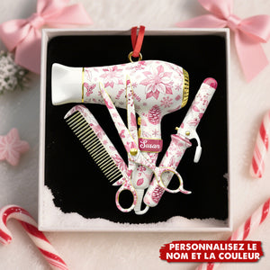 Ornement de Noël pour Coiffeuse – Personnalisez le Nom & la Couleur
