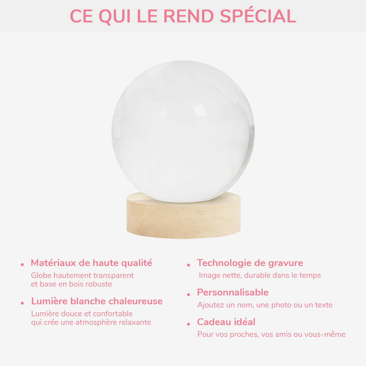 Veilleuse Boule De Cristal Personnalisée - Je t’aime pour toujours et à jamais