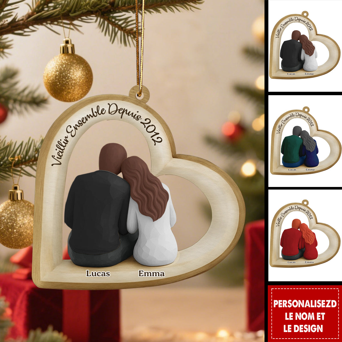 Ornement Couple Personnalisé – Vieillir Ensemble Depuis…