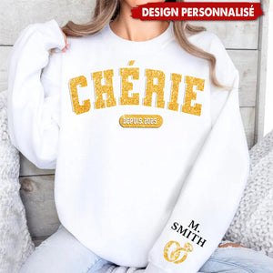 Sweatshirt Unisexe Personnalisé avec Motif sur la Manche – Cadeau d’Anniversaire ou de Mariage pour Mari et Femme