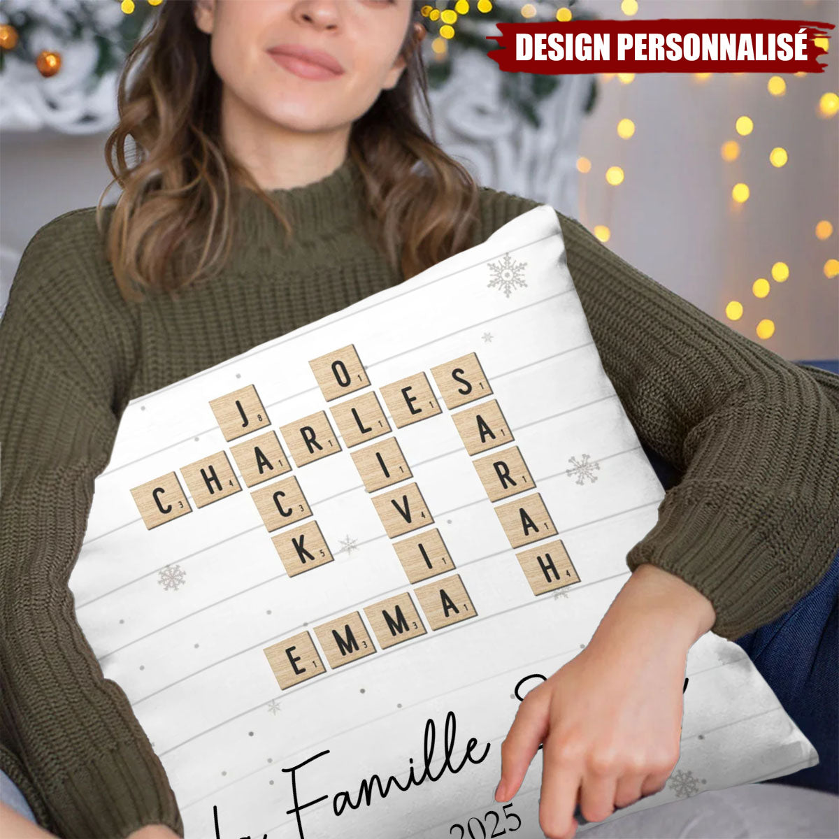Coussin Personnalisé Famille – Cadeau de Noël pour les Membres de la Famille