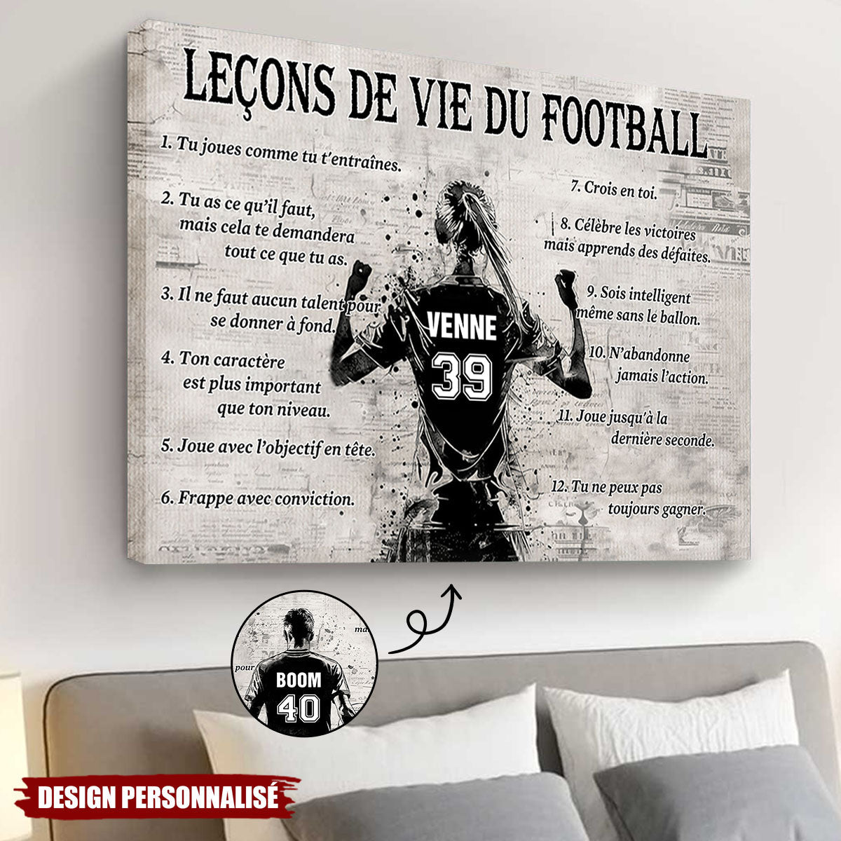 Affiche Personnalisée Leçons de Vie du Football – Cadeau pour les Passionnés de Football