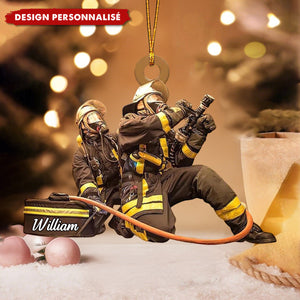 Ornement de Sapin Personnalisé Pompier – Cadeau de Noël Unique et Touchant