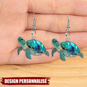 Créoles en Acrylique Personnalisées –  Style Vitrail Inspiré de la Plage