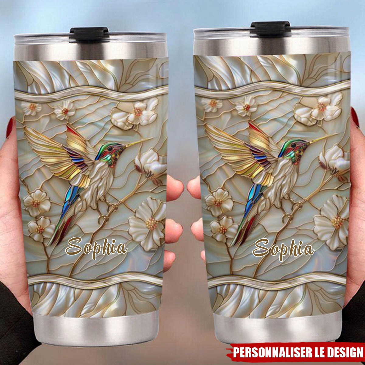 Gobelet Personnalisé en Verre Coloré avec Colibri
