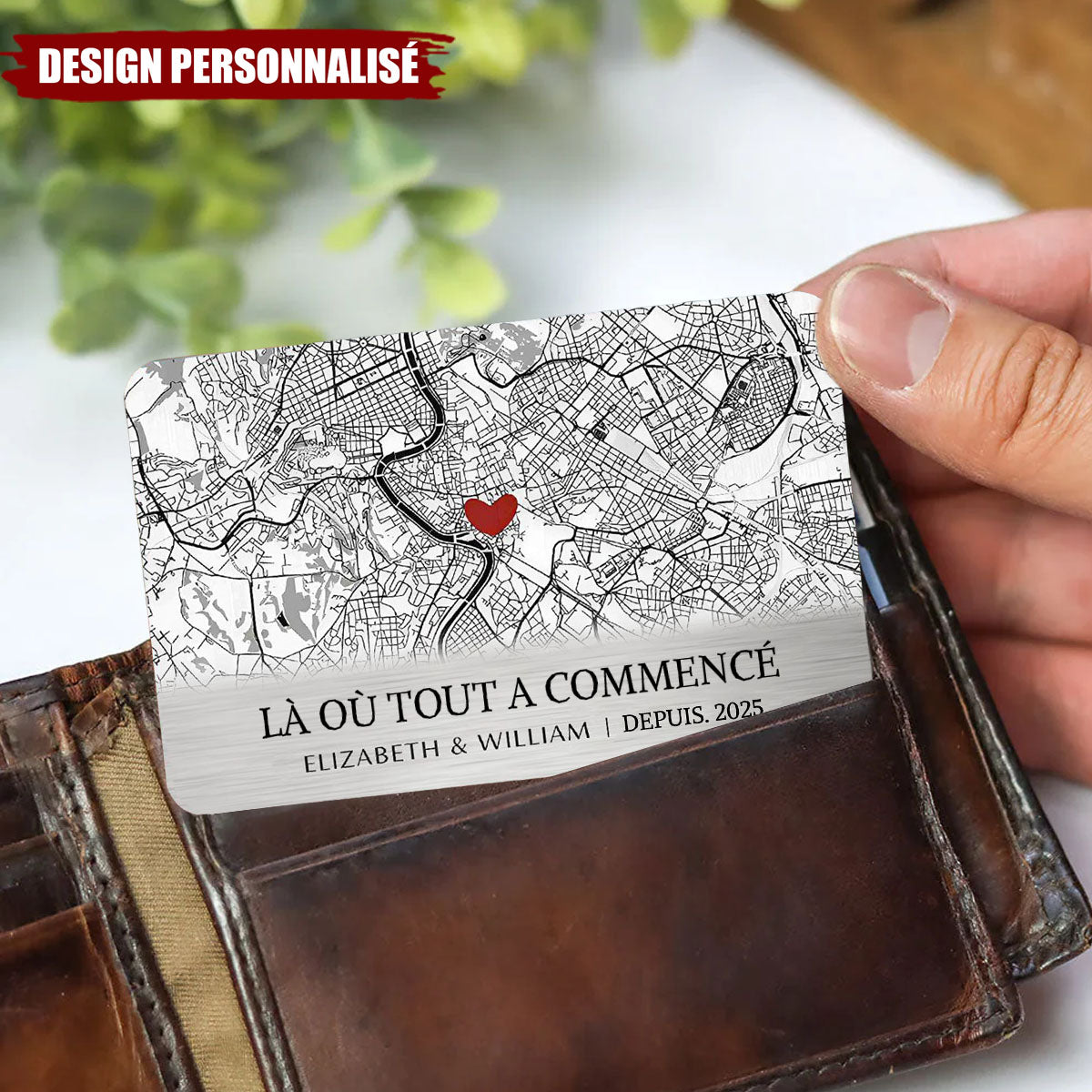 Carte de Portefeuille Personnalisée – Lieu de Notre Histoire d’Amour
