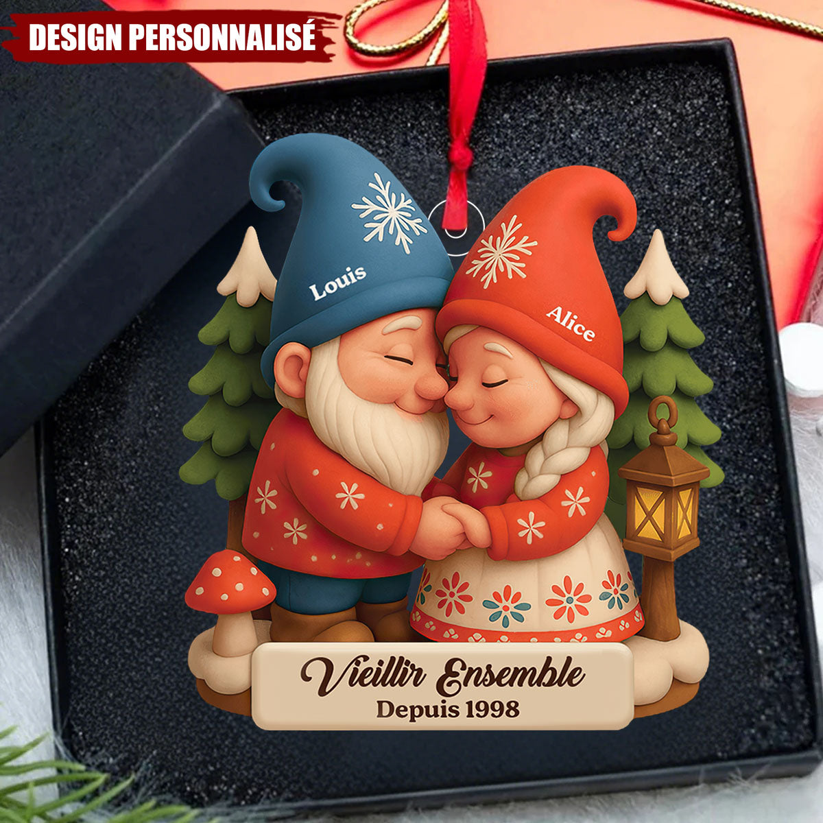 Ornement de Noël Personnalisé - Cadeau Unique pour Amoureux