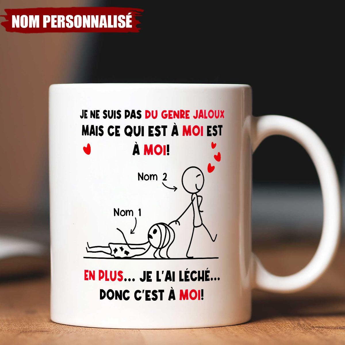Mug Personnalisé - Cadeau Amusant pour Couple, Amoureux et Mariés