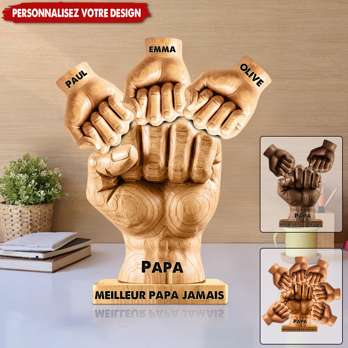 Meilleur Papa Jamais – Plaque Acrylique Personnalisée en Forme Spéciale pour Papa