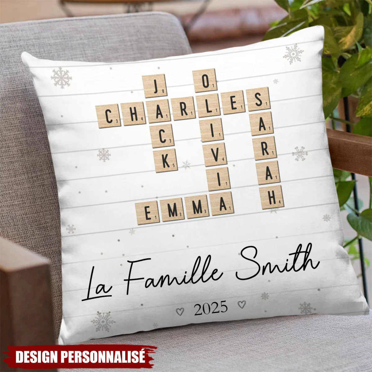 Coussin Personnalisé Famille – Cadeau de Noël pour les Membres de la Famille