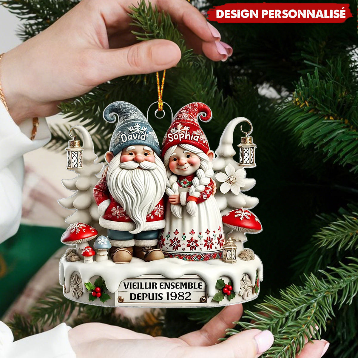 Ornement de Noël personnalisé – Couple vieilli ensemble depuis