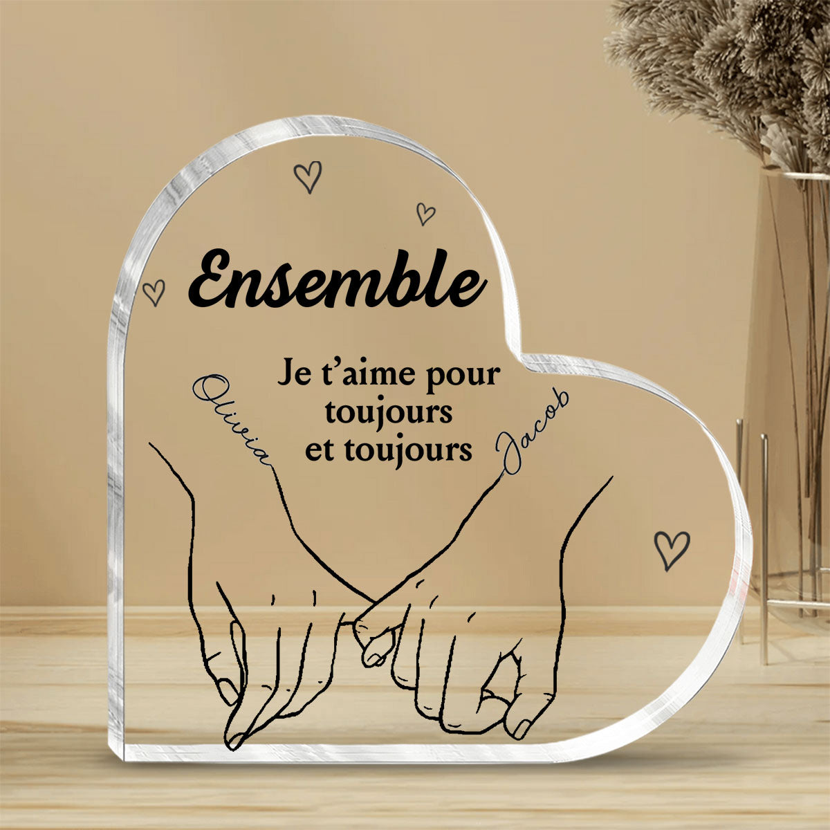 Couple personnalisé personnalisé Plaque acrylique en forme de coeur - cadeau pour mari femme, anniversaire