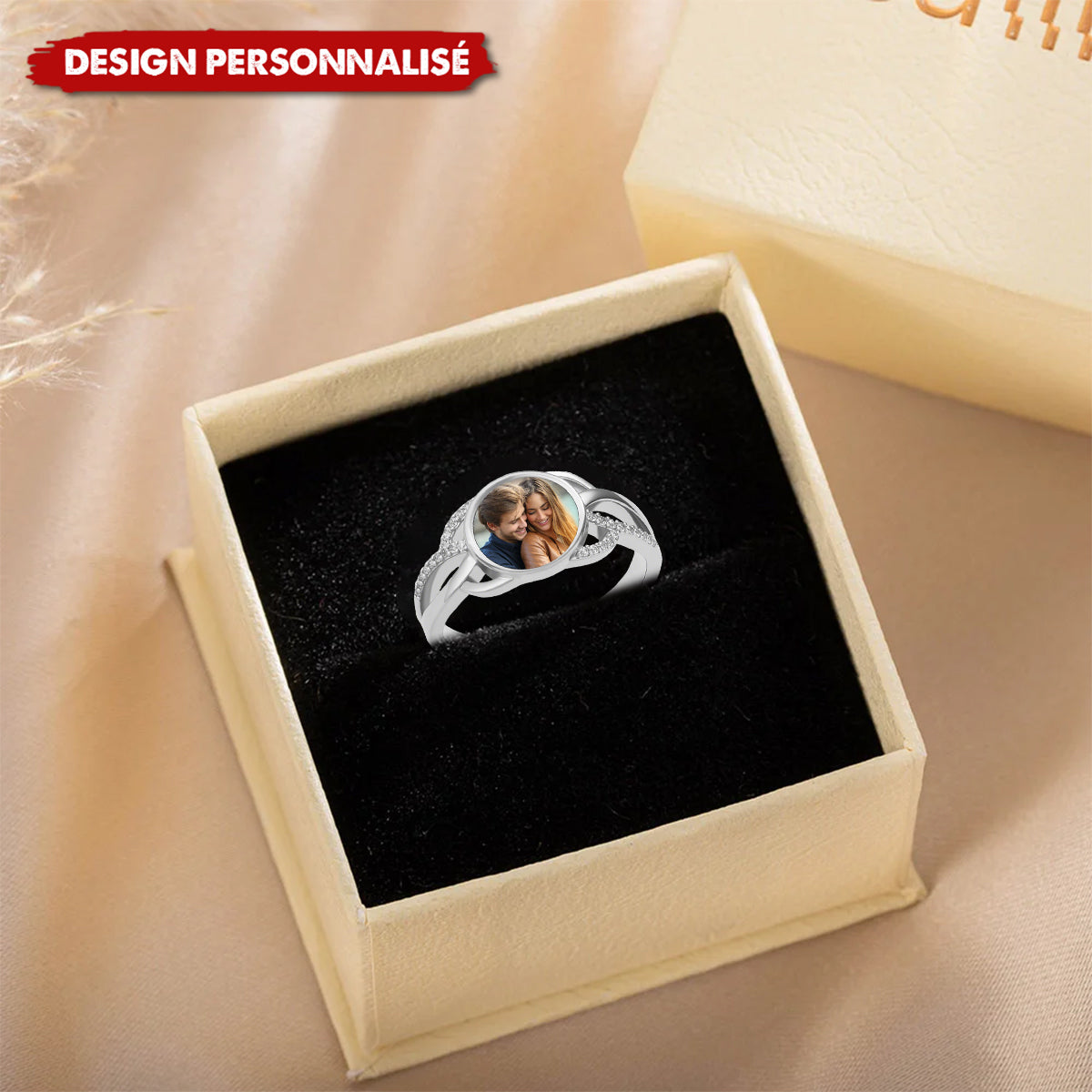 Bague Personnalisée avec Photo – Cadeau Romantique pour Couples